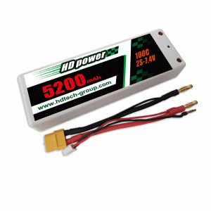 HD POWER 5200mAh 100C 2S 7.4V Estuche rígido Batería LiPO